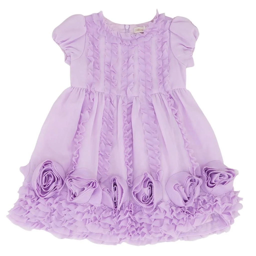 Designer Blumarine Baby Formal Midi Dress In Lavender Purple 18-24 Months